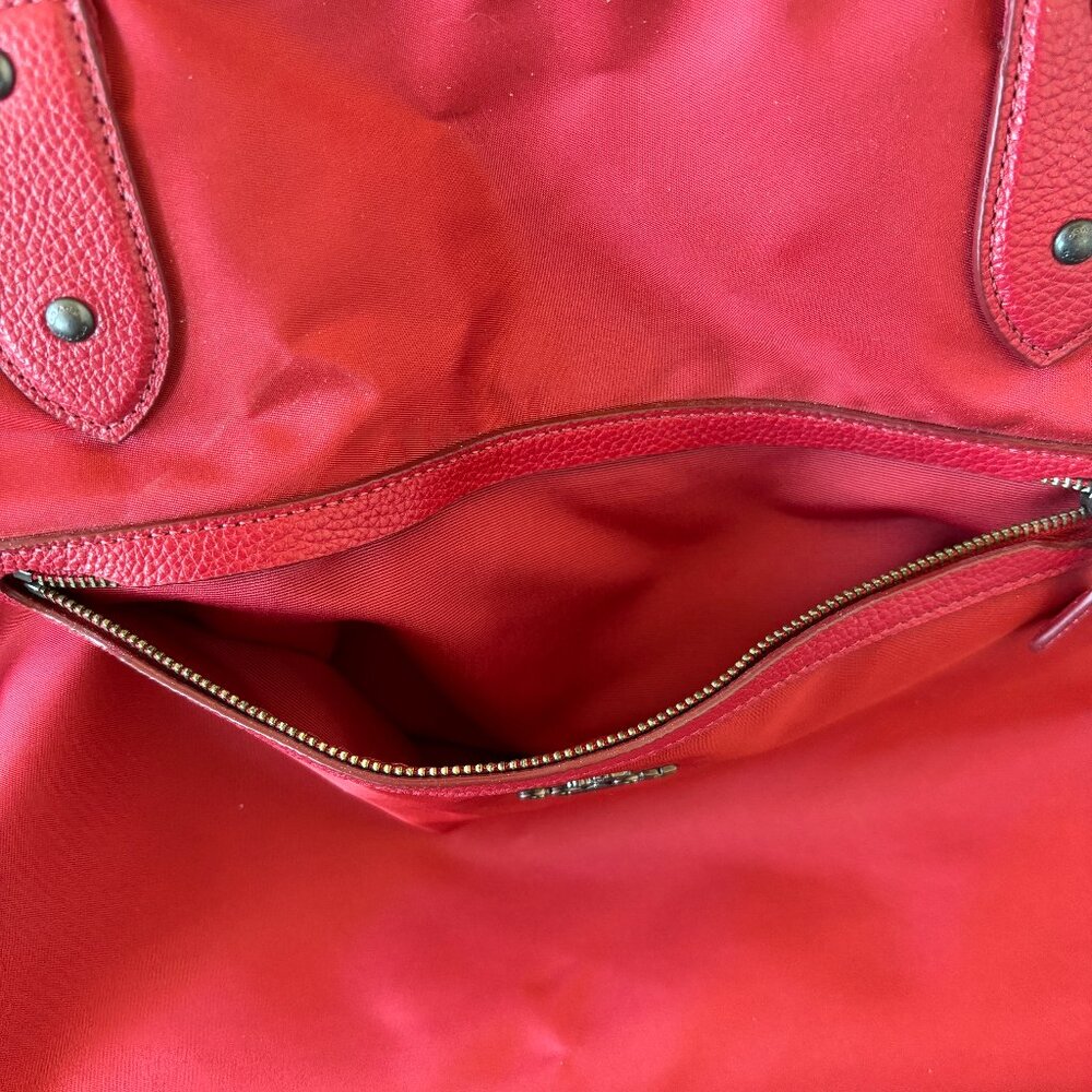 Coach duffel bag in gorgeous red, like new. - Picture 8 of 11